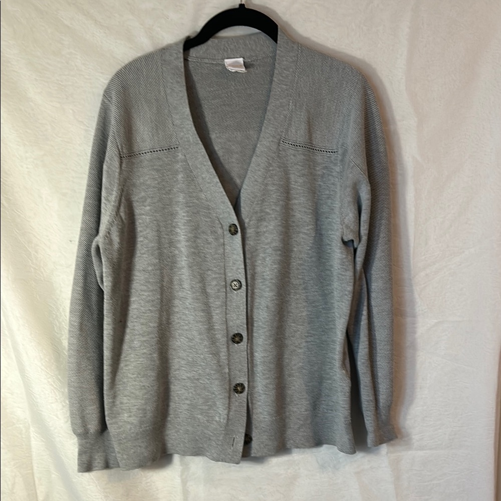 Gray Button-Up Cardigan